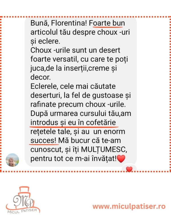 feedback Lidia cofetarie curs choux eclere